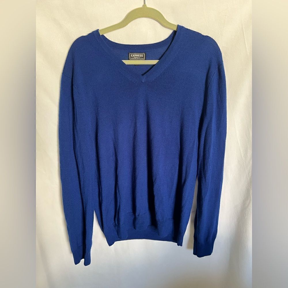 Express Modern Fit Men’s 100% Merino Wool Sweater Blue Size Large